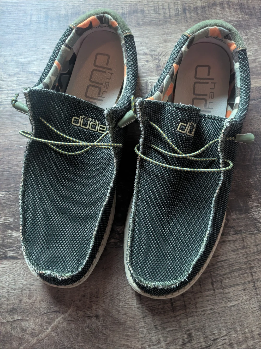 Hey Dude Casual Slip-On Loafers in Olive Green and Black
